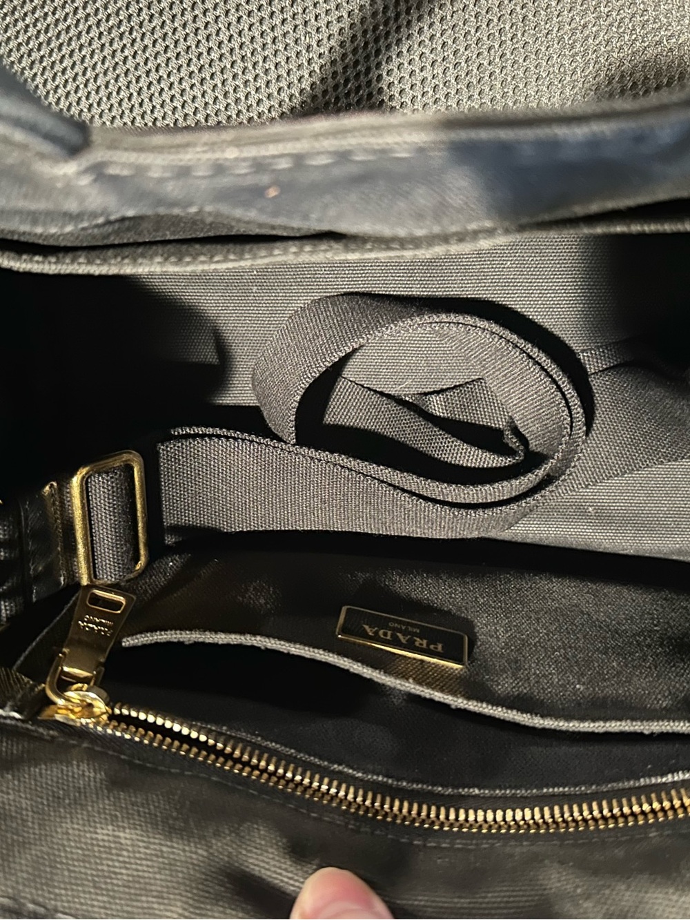 Prada Black Canapa Tote with White Logo - Picture 7 of 11